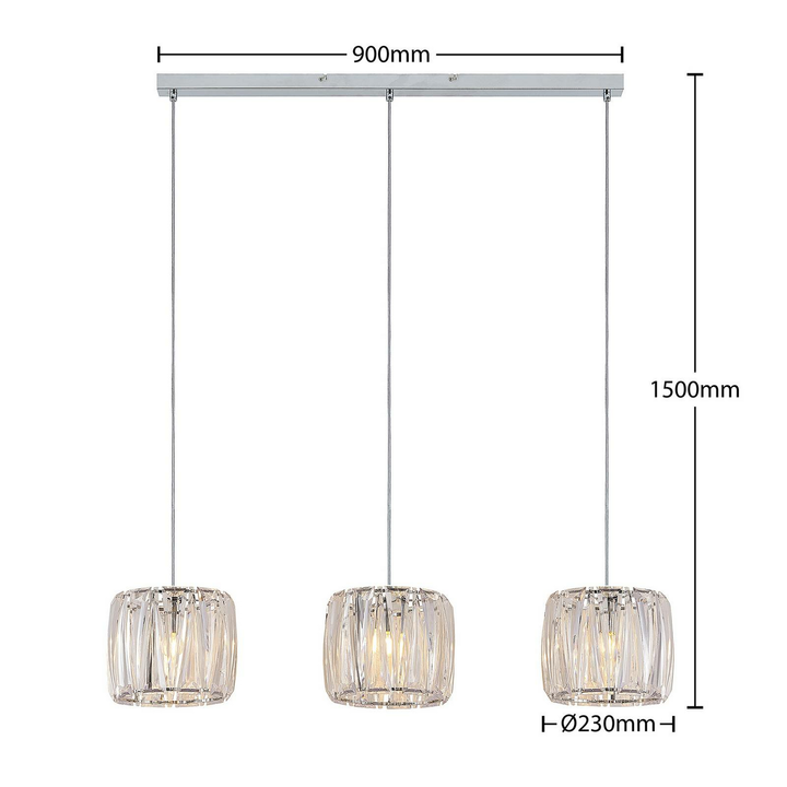 Lindby Sofia Balkenleuchte Pendelleuchte Deckenlampe Dreiflammig Klar Chrom488 B-Ware