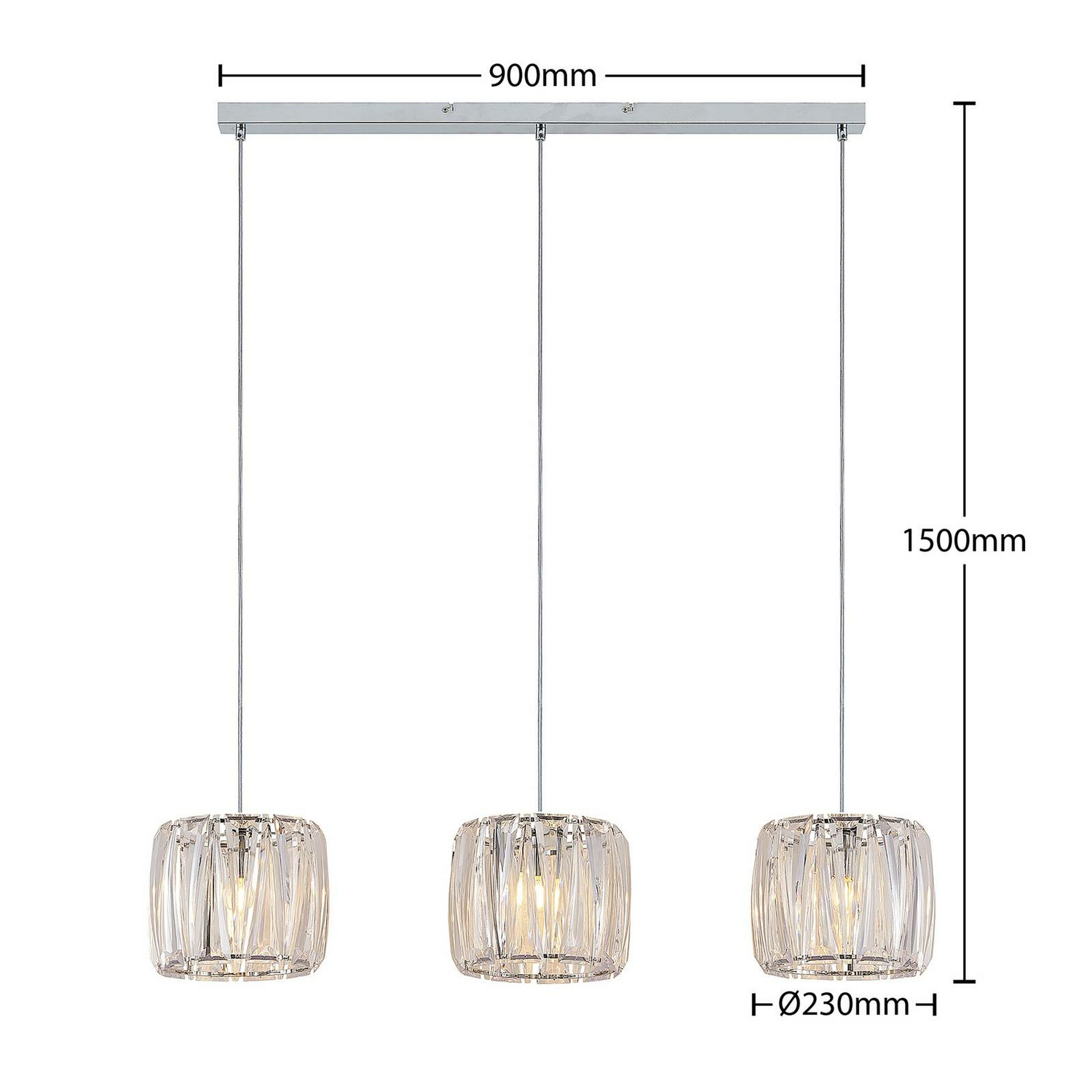 B-Ware Lindby Sofia Balkenleuchte Pendelleuchte Deckenlampe Dreiflammig Klar Chrom488