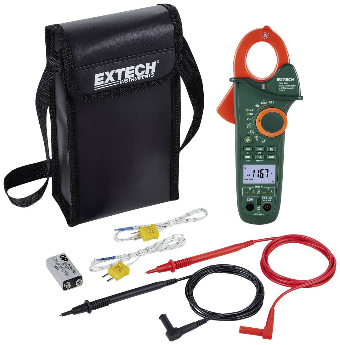 Extech Ex623 A Stromzange Digital Ir Thermometer Cat Iii 600 V Anzeige Counts 6000 B-Ware