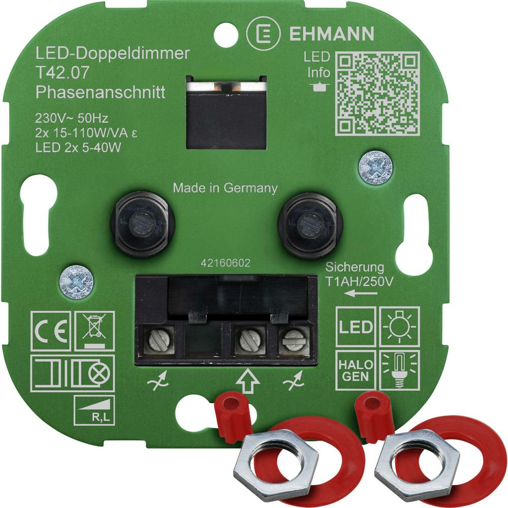 B-Ware Ehmann Led Doppeldimmer 2x15   110 W Leuchtmittel Unterputz Glühlampe Lampe