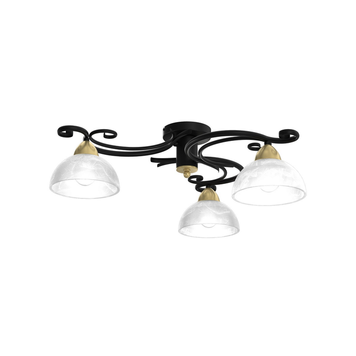 Luminex Deckenlampe Flora Deckenleuchte Leuchte 3 Glasschirme Schwarz Messing    B-Ware - 5907565959772
