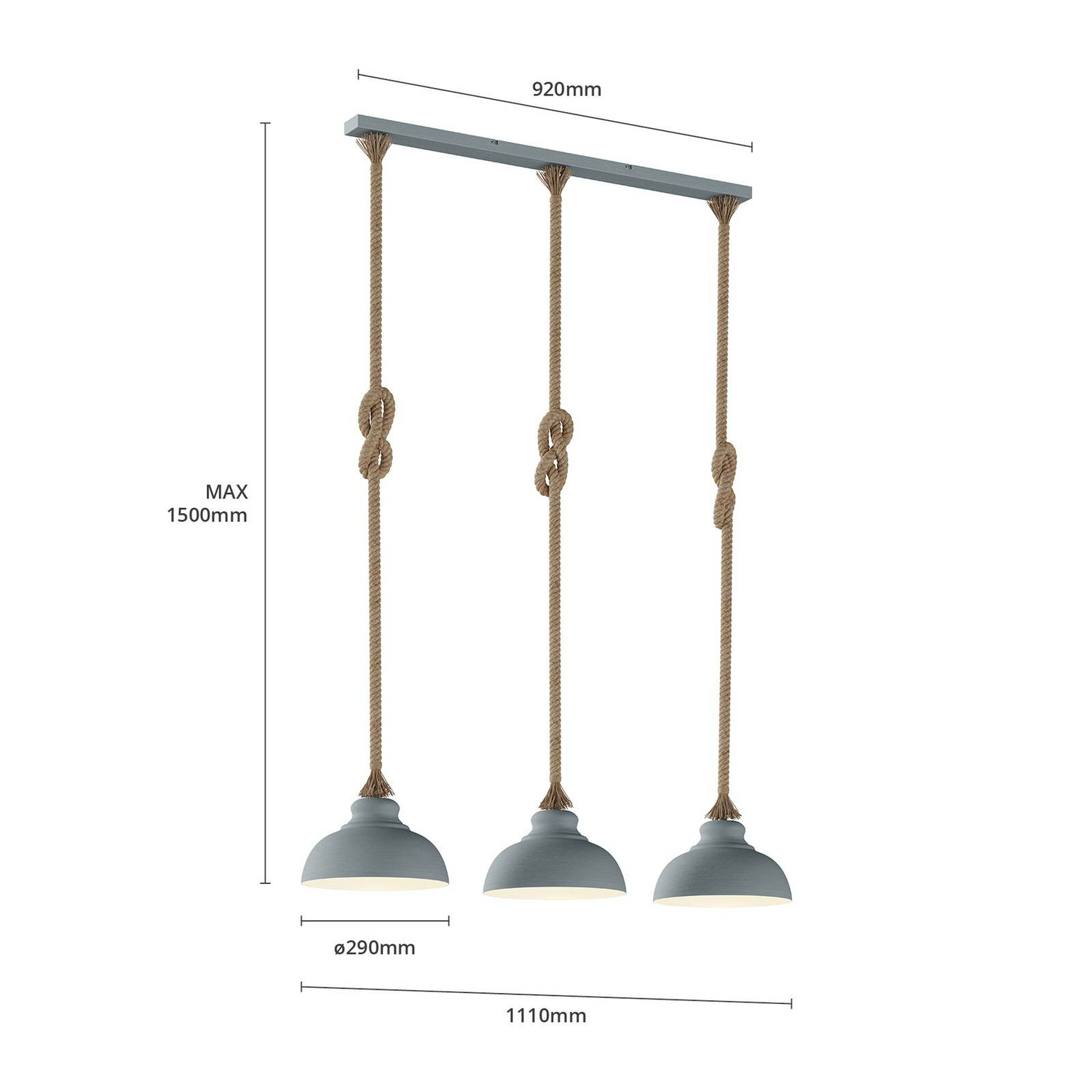 Lindby Chaby Hängeleuchte Hängelampe Lampen Leuchten 3 Flammig E 27 Beton G153 B-Ware - 4251096568585