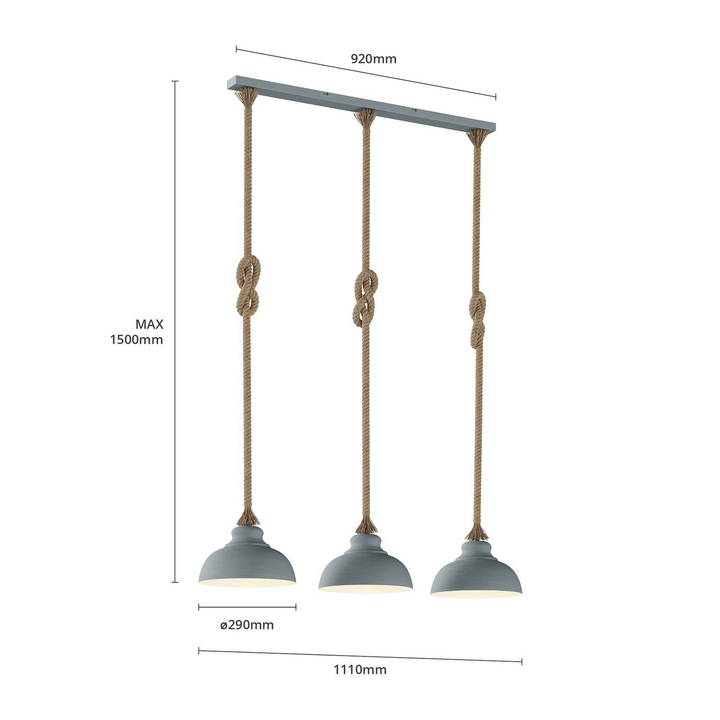 Lindby Chaby Hängeleuchte Hängelampe Lampen Leuchten 3 Flammig E 27 Beton G153 B-Ware - 4251096568585