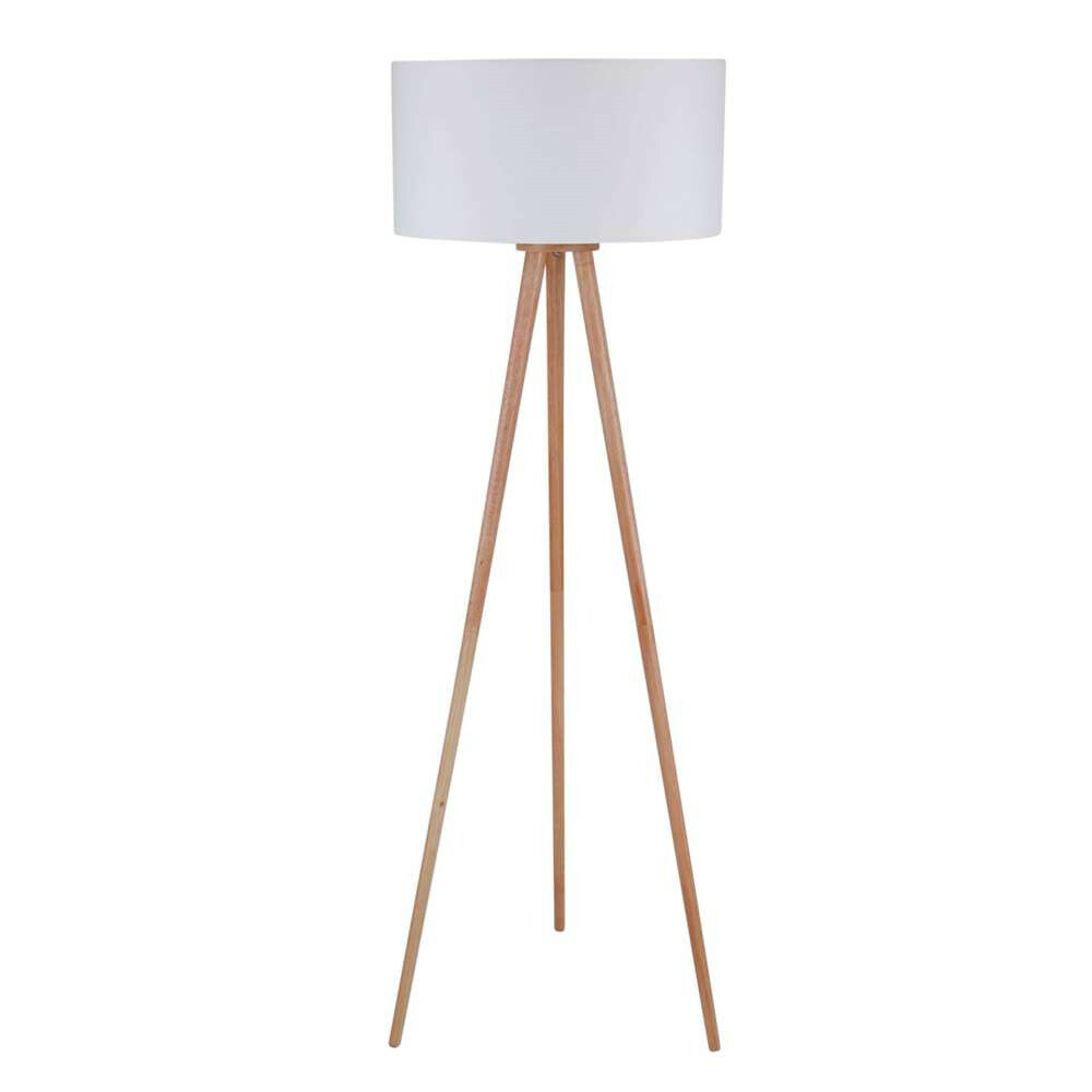 Lindby Stoff-Stehleuchte Charlia Stehlampe Standleuchte Lampe Leuchte E27 Holz