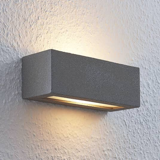 Lindby Nellie LED-Beton-Wandleuchte Wandleuchte Außenlampe Lampe Leuchte grau G9
