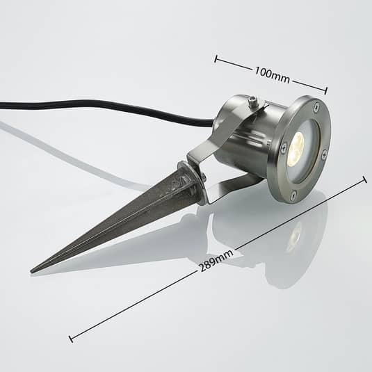 Lindby LED-Außenstrahler Außenlampe Lampe Leuchte Mathis Erdspieß IP65 Edelstahl