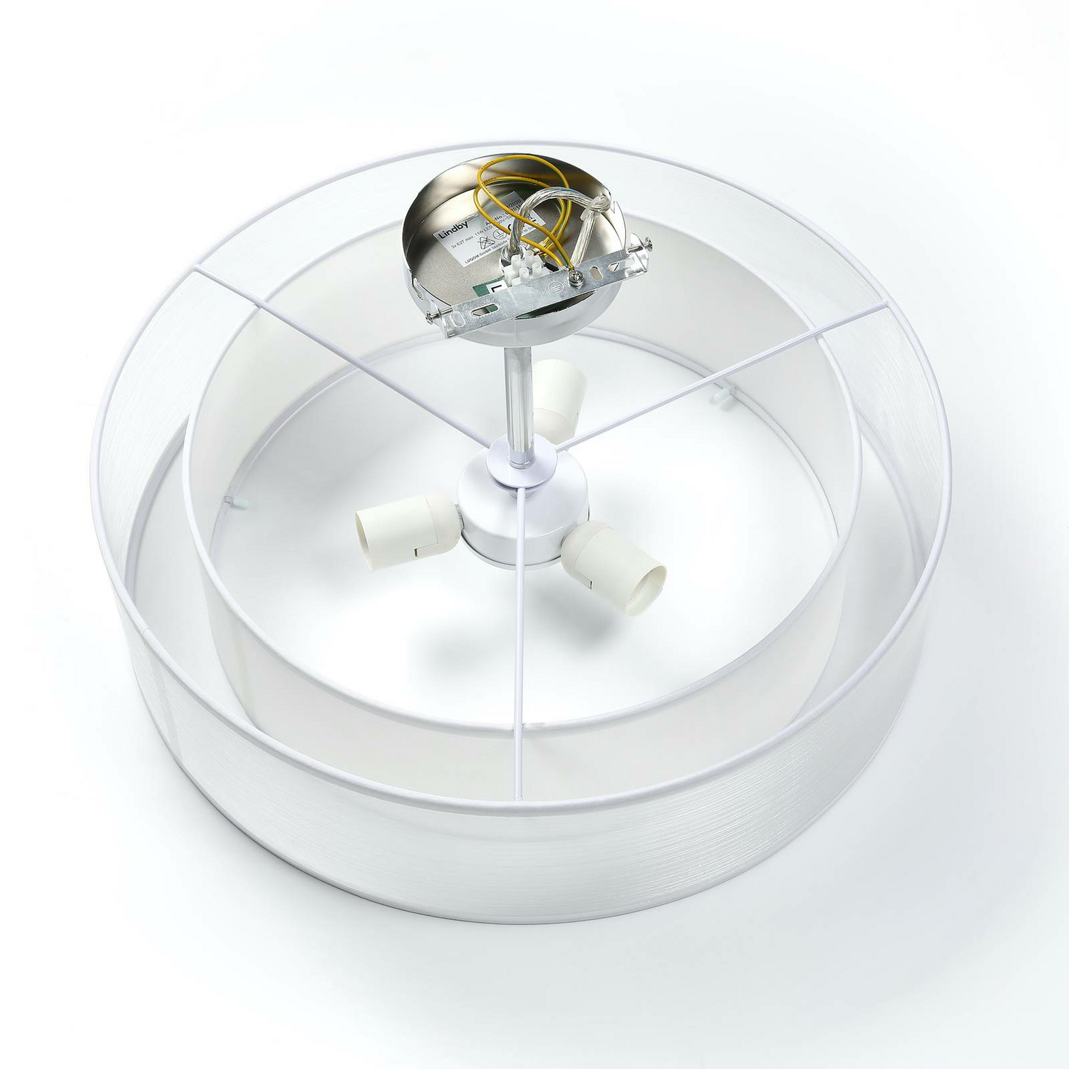 Plafonnier LED Lindby de qualité B, suspension Pikka, 3 lumières E27 blanc Ch735 