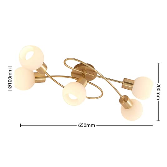 Lindby LED-Deckenlampe Elaina Deckenlampe Lampe Leuchte 5fl lang messing E14