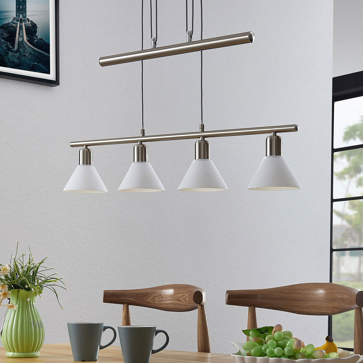 Suspension Lindby de qualité B, plafonnier Delira, lampe suspendue à 4 lumières 711 