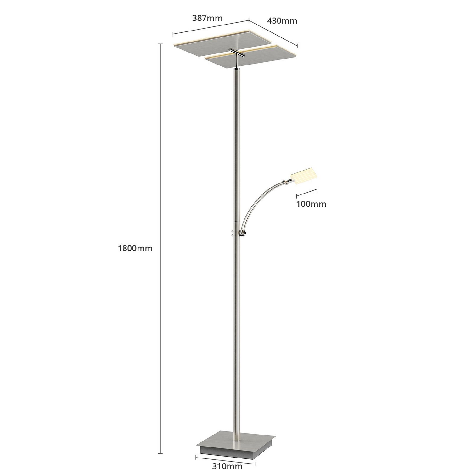 B-Ware Lucande Stehleuchte Deckenfluter Parthena Led Nickel Metall Leselampe Wohnbereic