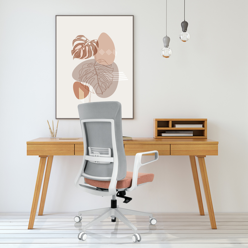 Hjh Office Bürostuhl Drehstuhl Stuhl Schreibtischstuhl Netzstoff Grau Rosa B-Ware - 4064323023302