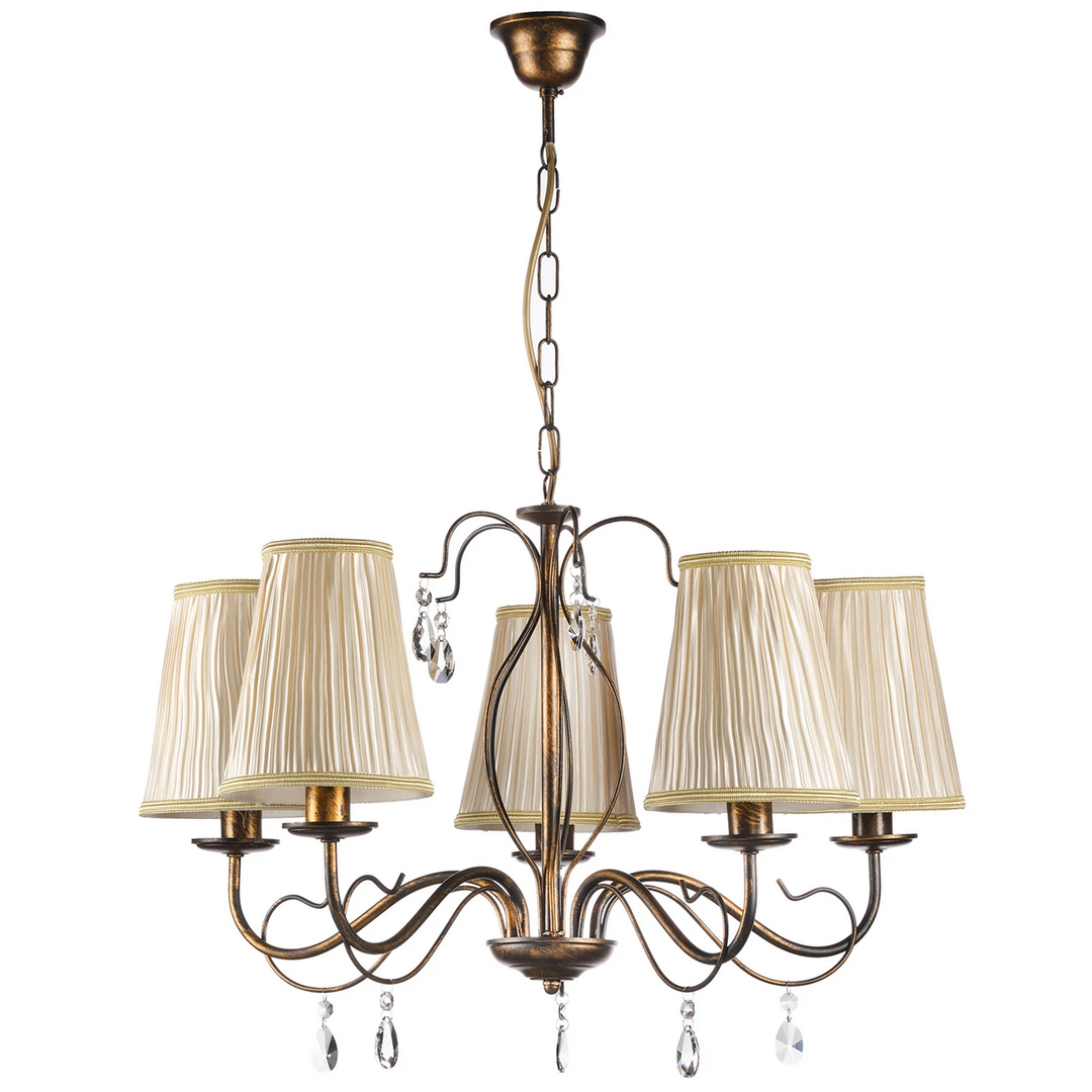 Kronleuchter Delia bronzefarben 5-flammig Ø 68 cm Deckenlampe Deckenleuchte Spot