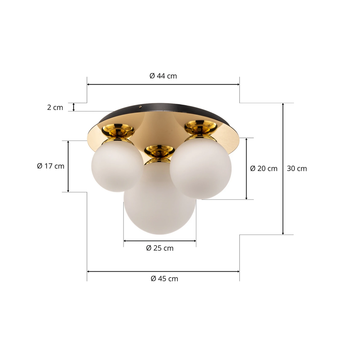 Milagro Deckenleuchte Plato Deckenlampe E27 goldfarben Metall Opalglas 3-flammig