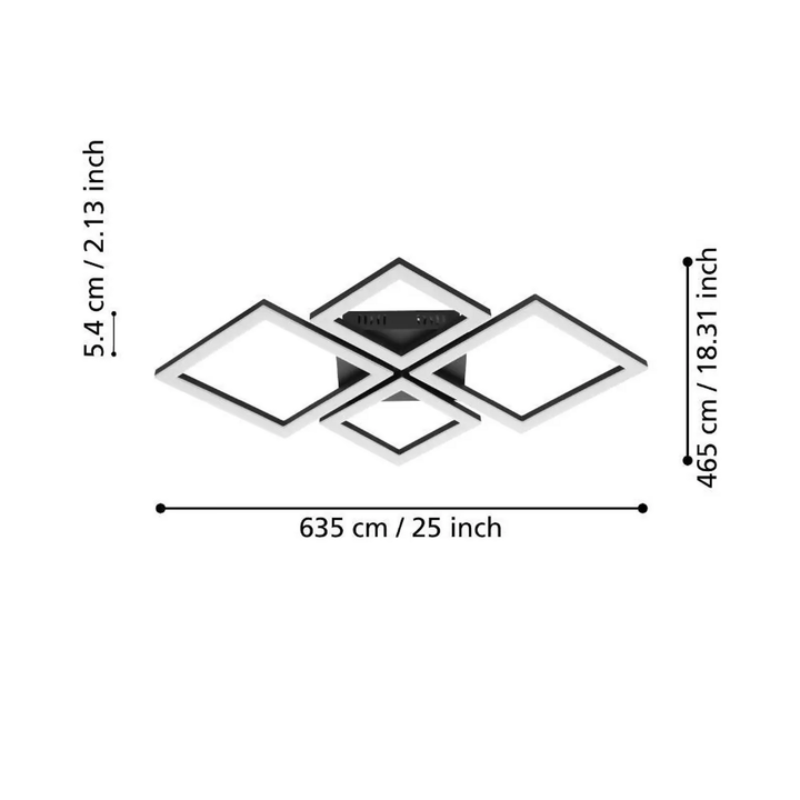 EGLO connect Paranday-Z LED-Deckenlampe 4-flg 63 cm Deckenleuchte Lampe Spot LED