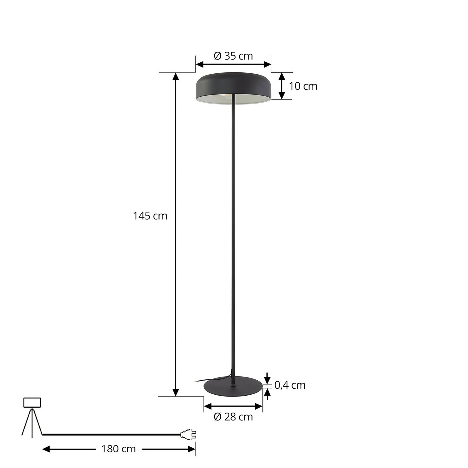 B-Ware Lindby Stehleuchte Edion Schwarz Metall Stehlampe Lampe Leuchte Leselampe S164