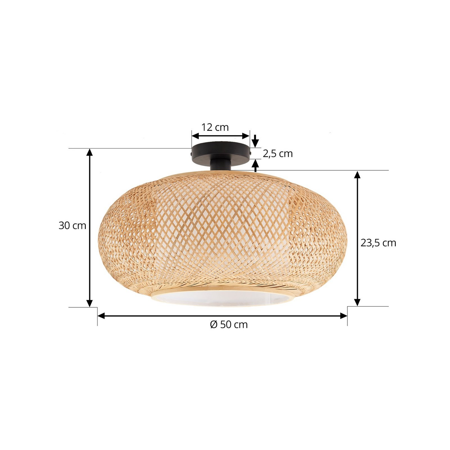 B-Ware Lindby Deckenleuchte Romaine Bambus Natur Weiß ø 50 Cm Lampe Leuchte Spot