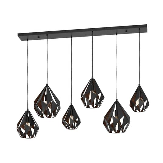 B-Ware Eglo Hängeleuchte Carlton 1 Hängeleuchte Deckenlampe Leuchte 6 Fl Schwarz Kupfer