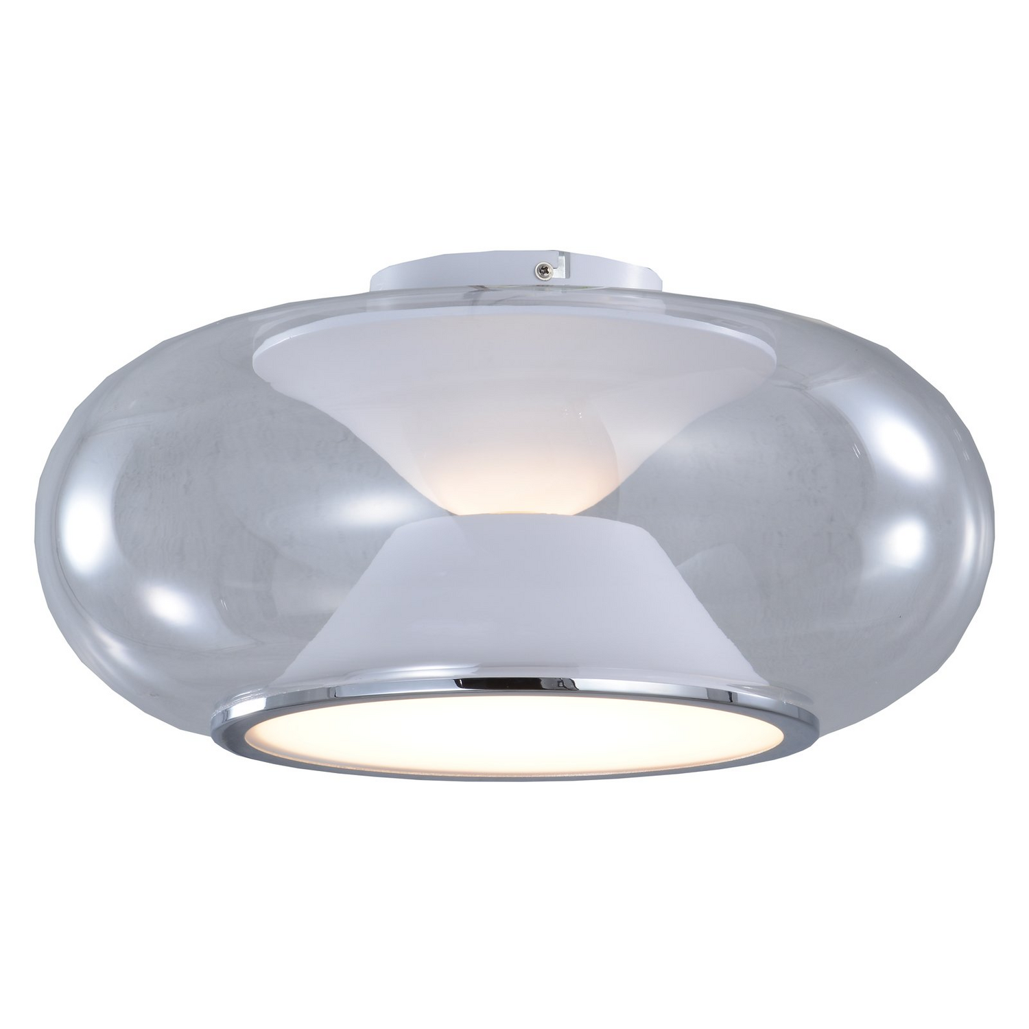 B-Ware Lucande Led Deckenleuchte Orasa Glas Weiß/Klar ø 43 Cm Deckenlampe Lampe Leuchte