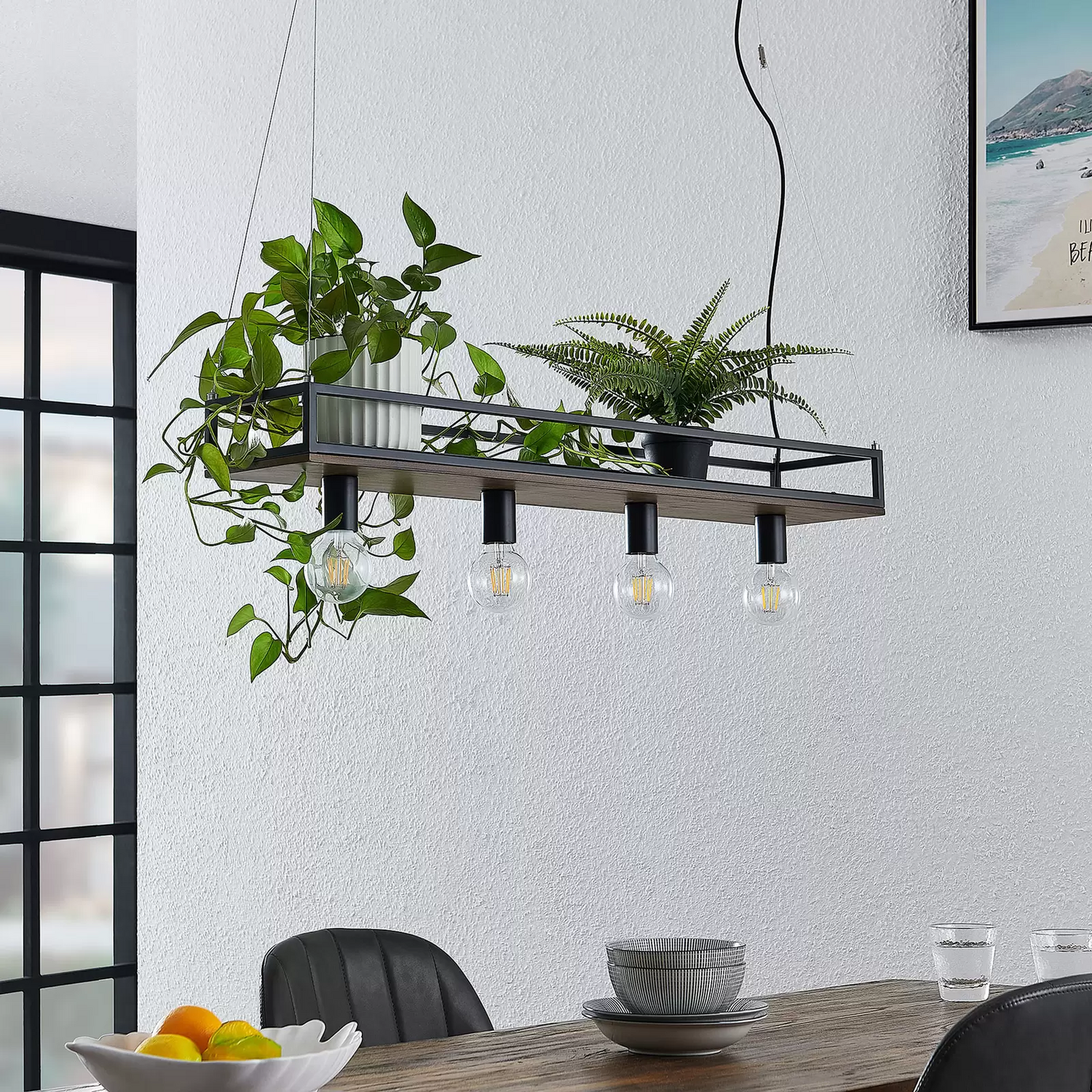 B-Ware Lindby Kirista Pendelleuchte Hängeleuchte Leuchte Lampe E27 Holz Dimmbar 10047