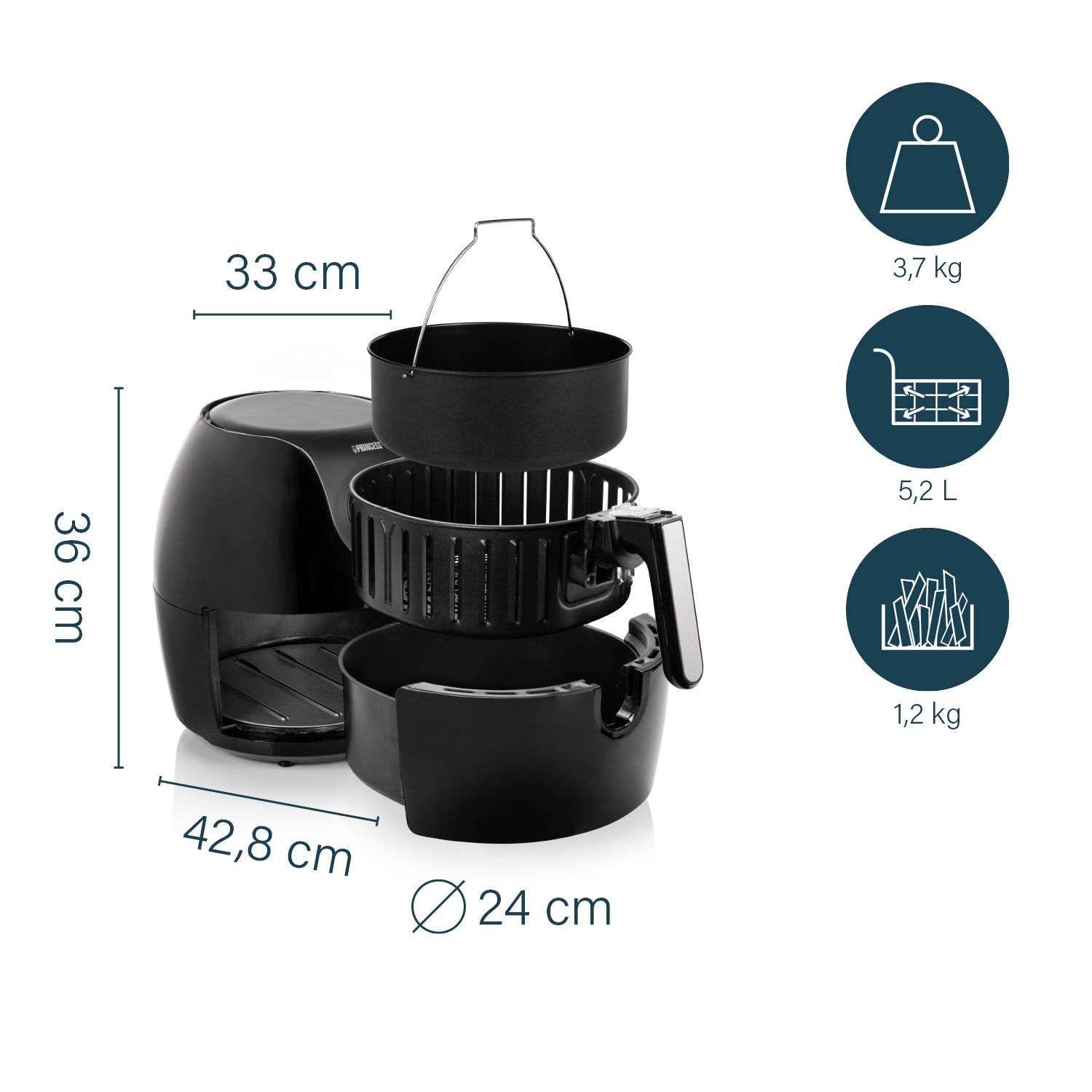 B-Ware Princess Xxl Heißluftfritteuse 5,2 L Digitales Touchscreen Fritteuse Ohne öl 992