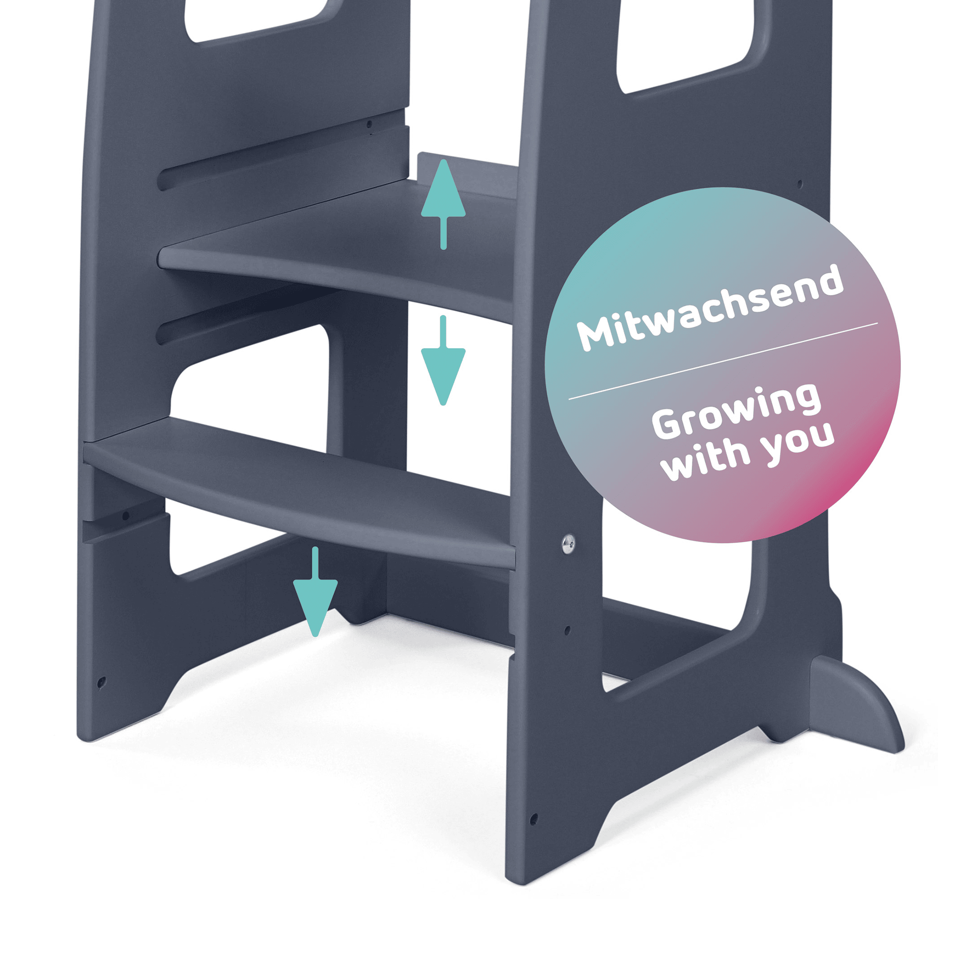 babybay Lernturm Tritthocker Littlefoot grau Kinderstuhl Buche höhenverstellbar - 4262356532390