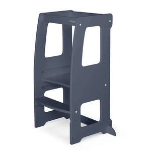 B-Ware babybay Lernturm Tritthocker Littlefoot grau Kinderstuhl Buche höhenverstellbar