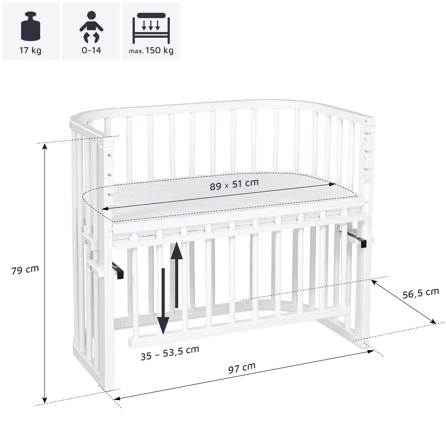 B-Ware Babybay Beistellbett Kinderbett Maxi Comfort Plus Weiß Großes Liegefläche Twins - 2000578977702