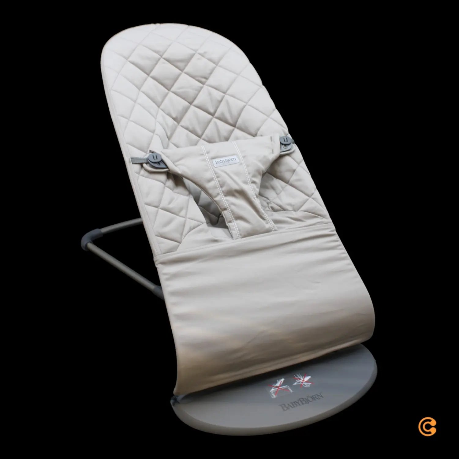 Transat, balancelle et sauteur pour bébé Babybjörn Bliss gris sable (article de seconde main).