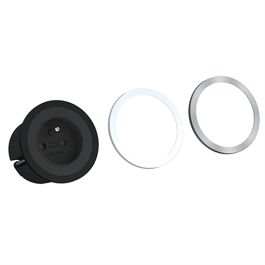 Bachmann Steckdose Pix Ute Schwarz Unterputz Steckdose 1x Frankreich 0,2m Kabel  B-Ware - 4057298014031