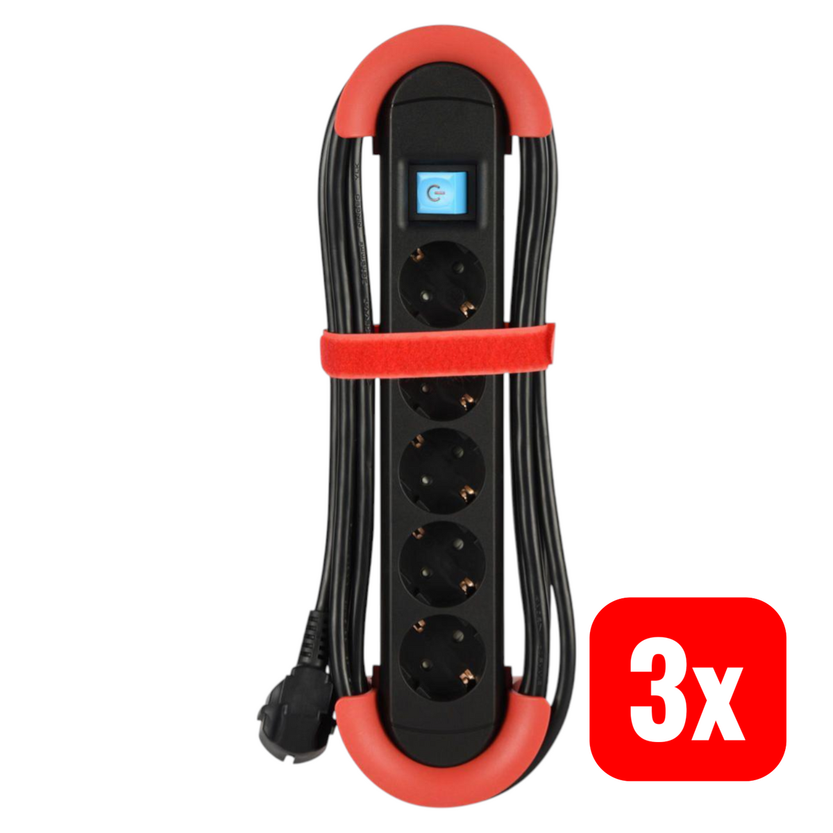 BACHMANN HOOK Steckdosenleiste 5x Schutzkontakt Kunststoff Schalter 5m 3 STÜCK - 4057298093395