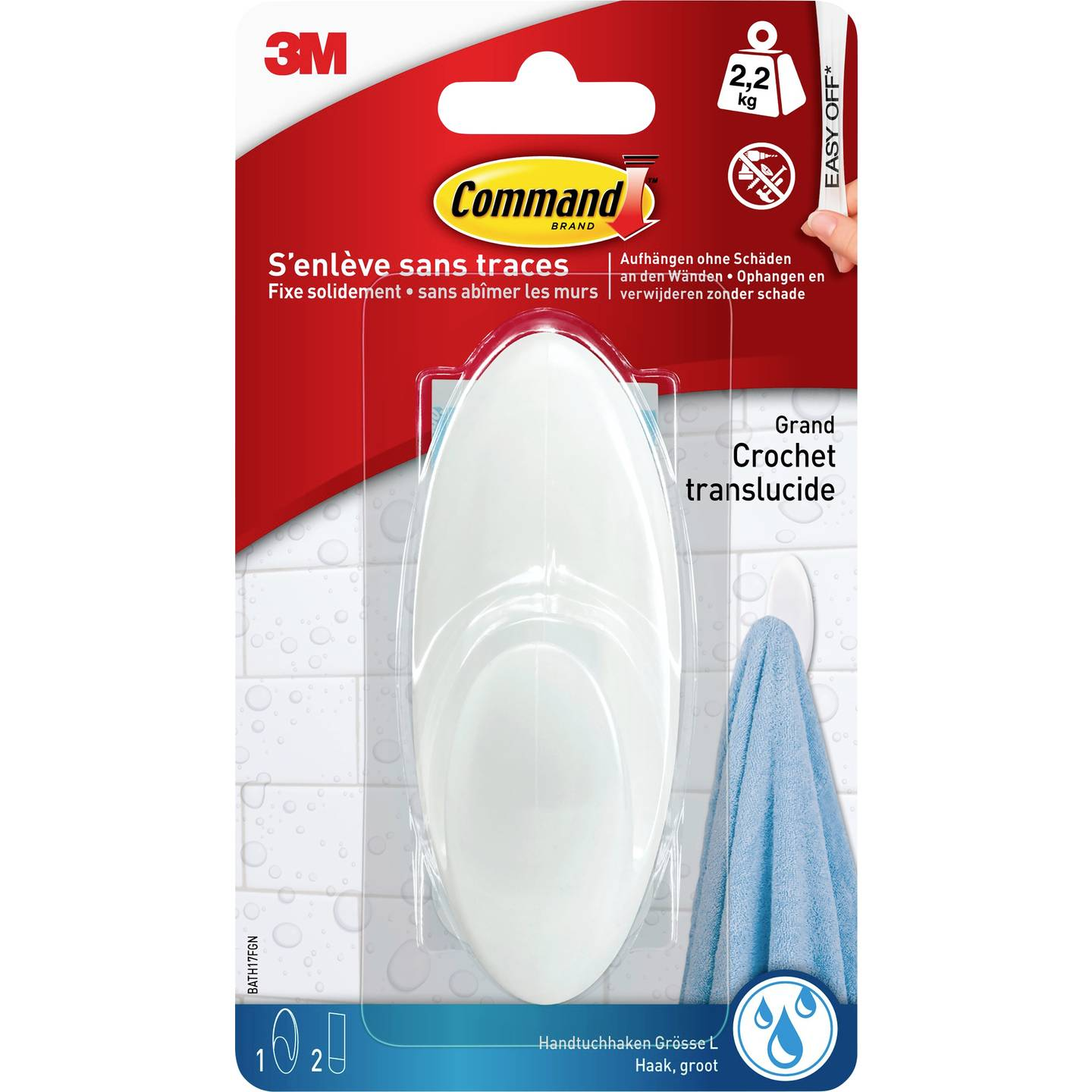 B-Ware 3 M Command Bad Large Handtuchhaken (L X B X H) 114 X 41 X 38 Mm Weiß 91 Stück - 5902658100659