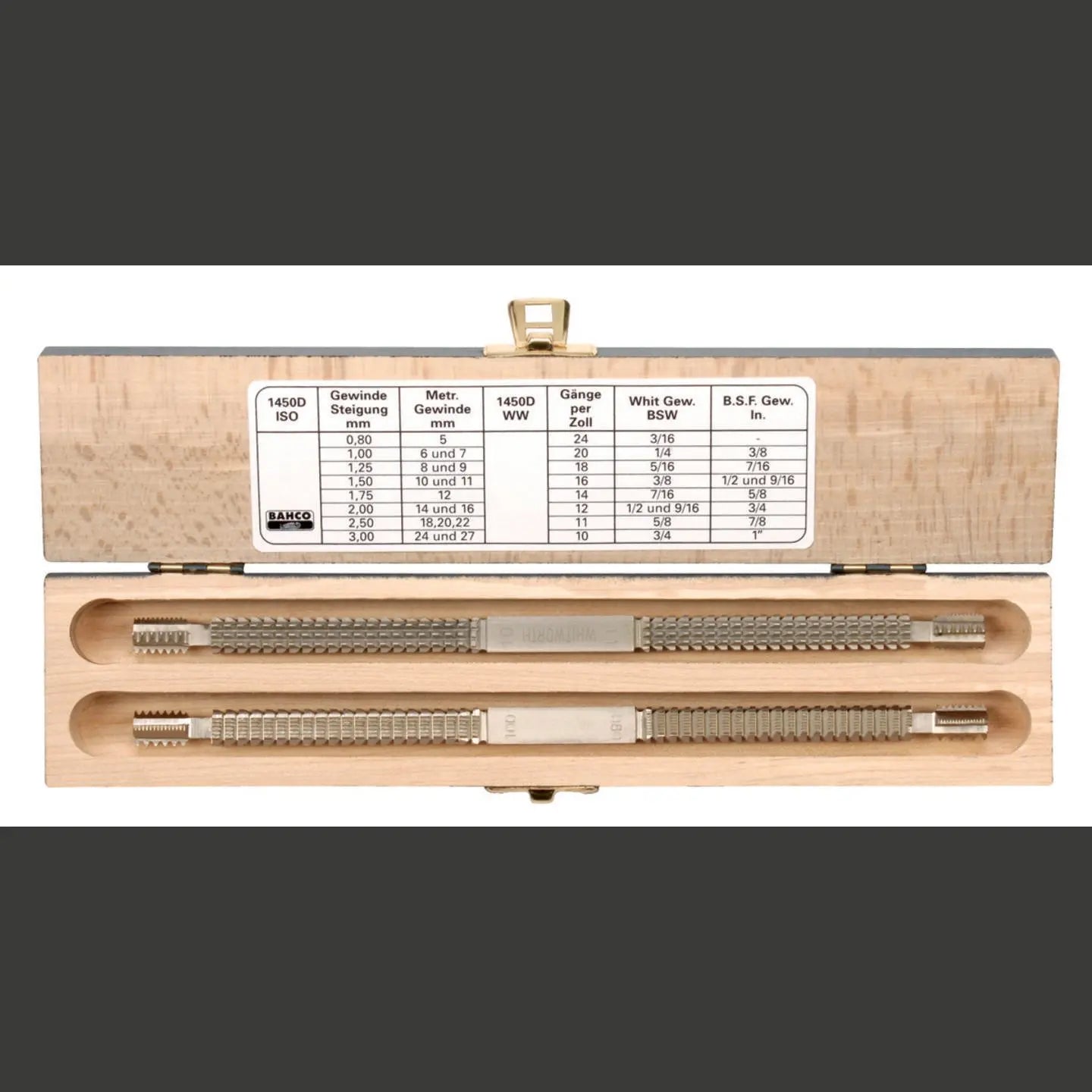 B-Ware Bahco Gewindefeilen Satz Feilen Set Gewinde Werkzeug 2 Tlg Holzkasten Tabelle - 7314151040963