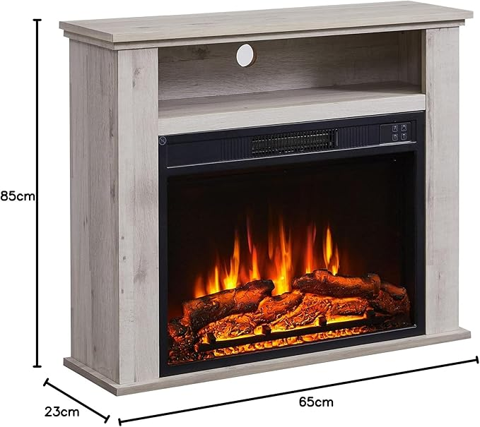 B-Ware Balderia Elektrokamin Standkamin Kamin Elektroheizung Fernbedienung Timer Grau