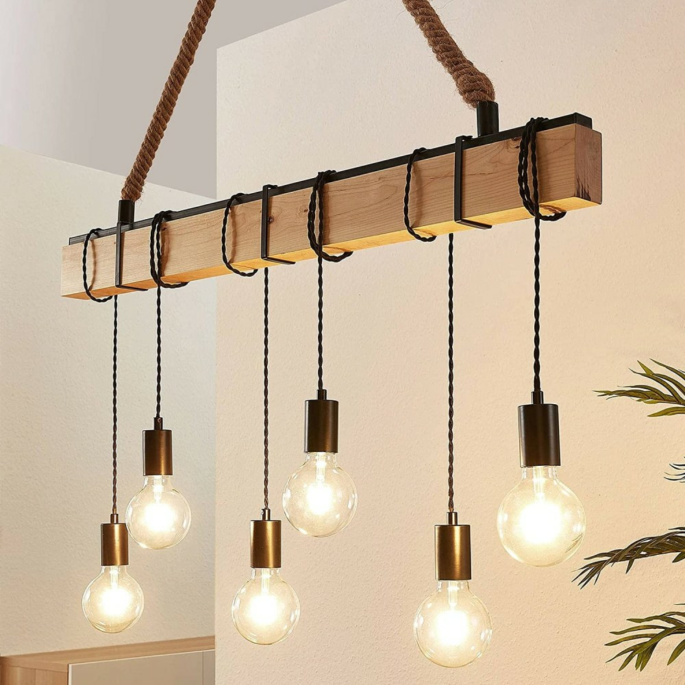 B-Ware Lindby Balken Pendelleuchte Cintia Hängeleuchte Deckenlampe Lampe E27 6 Flammig - 4251096553567