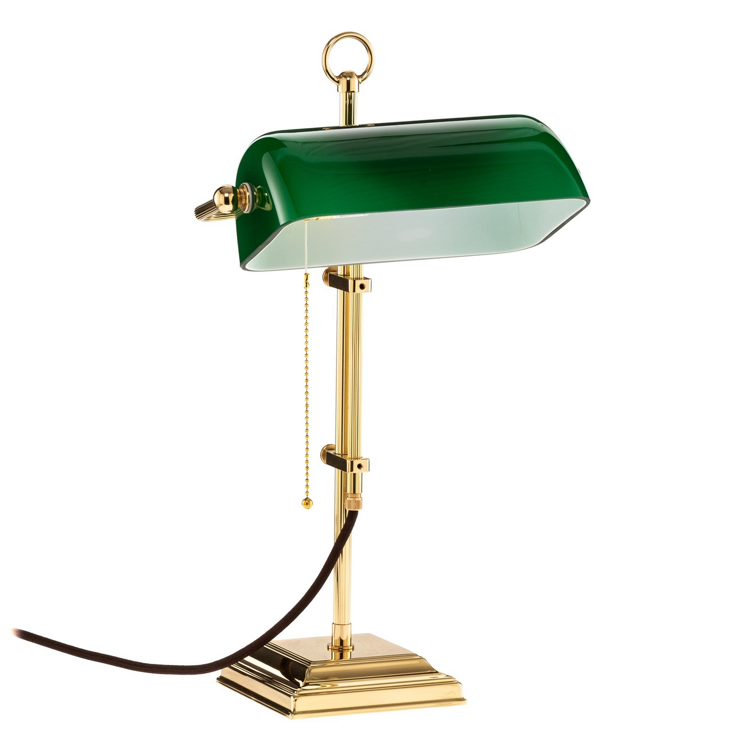 B-Ware Berliner Messinglampen Bankerlampe Gita Tischleuchte Tischlampe Messing Grün E27