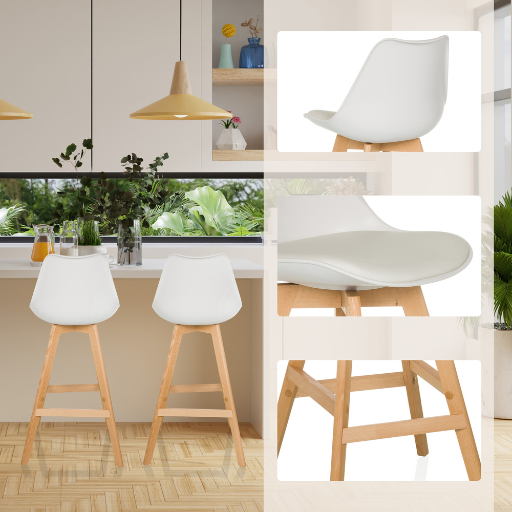 B-Ware Barhocker Tresenhocker Scandi High Set Weiß Hjh Living Stuhl Kunststoff 2er Pack - 4064323045120