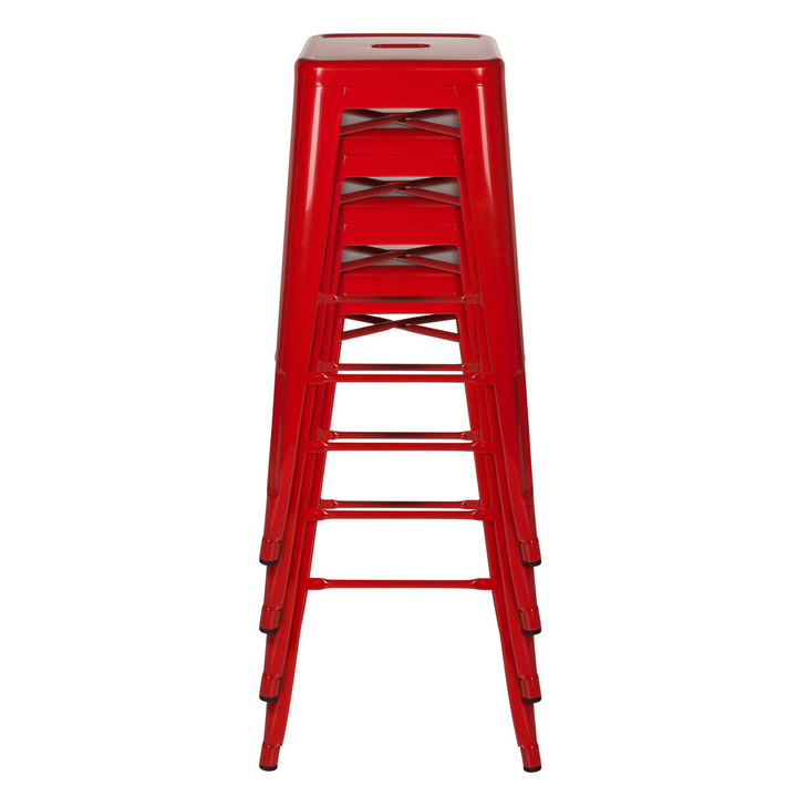 Hjh Office Barhocker Hocker Vantaggio High Metallic Rot Stapelbar Gastronomie B-Ware - 4251084662295