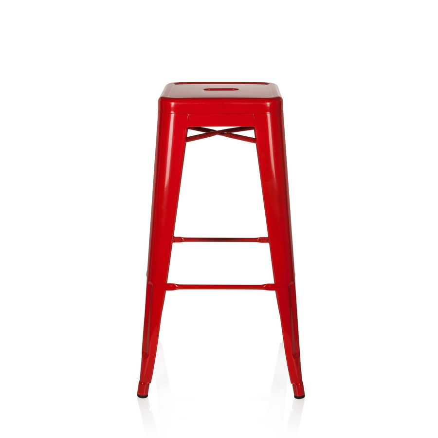 Hjh Office Barhocker Hocker Vantaggio High Metallic Rot Stapelbar Gastronomie B-Ware - 4251084662295