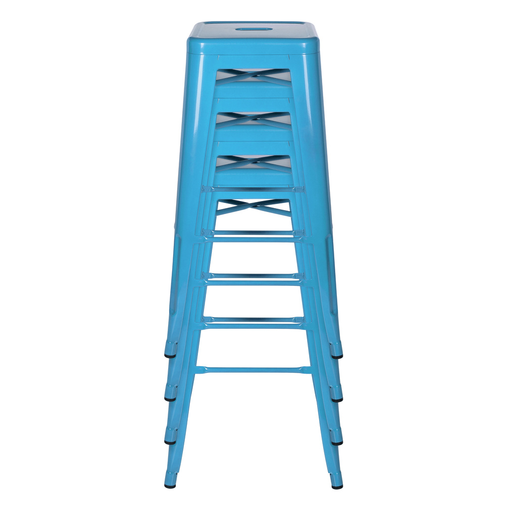 Hjh Office Barhocker Hocker Sitzgelegenheit Hellblau Stapelbar Stahl B-Ware - 4251084662325