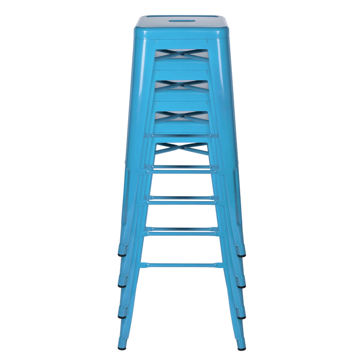Hjh Office Barhocker Hocker Sitzgelegenheit Hellblau Stapelbar Stahl B-Ware - 4251084662325