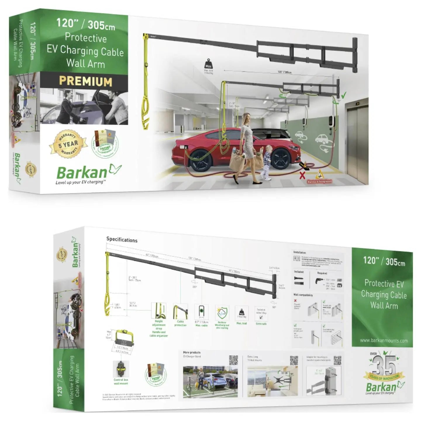 B-Ware Barkan Wandhalter Wandkabelhalter Ev Ladekabel Halterung Gelb 305cm Ladegerät - 7290019569596