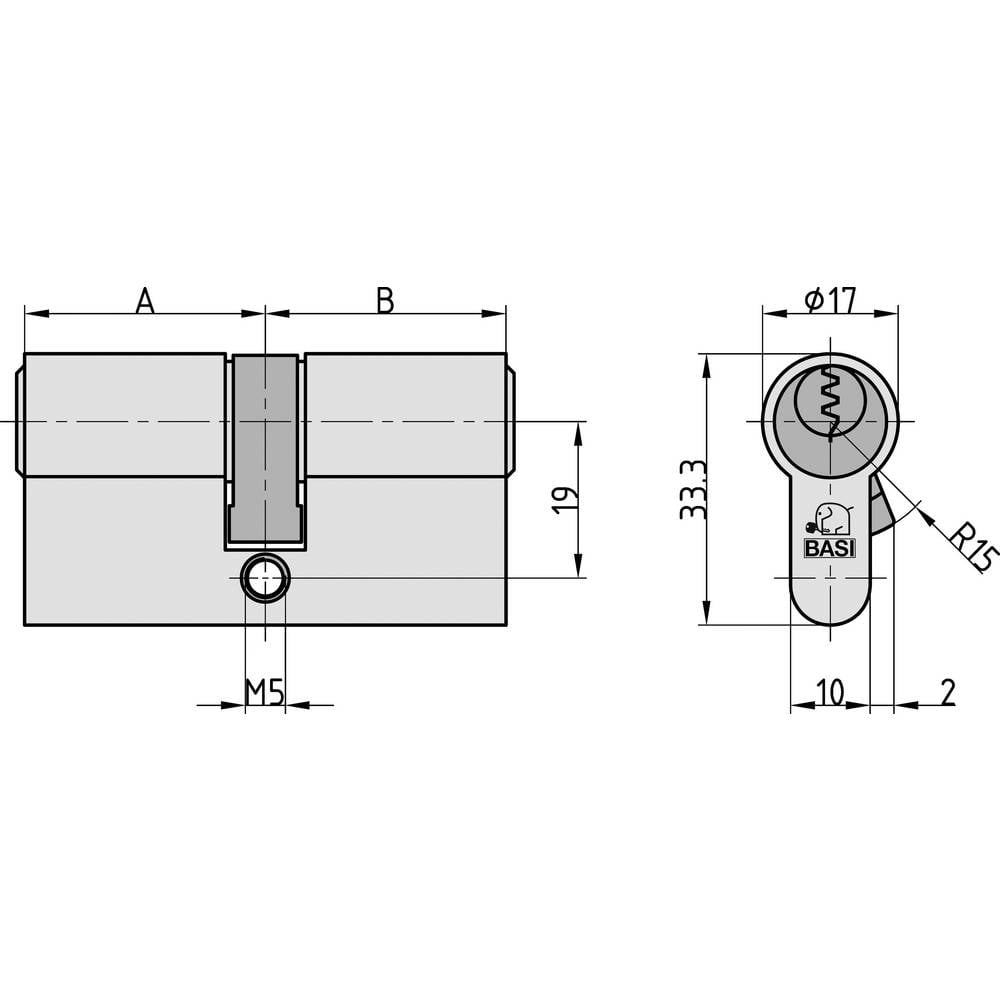 Basi 5030 1510 Profil Knaufzylinder Zylinderschloss Türzylinder 45 40mm Messing B-Ware - 3838923333120