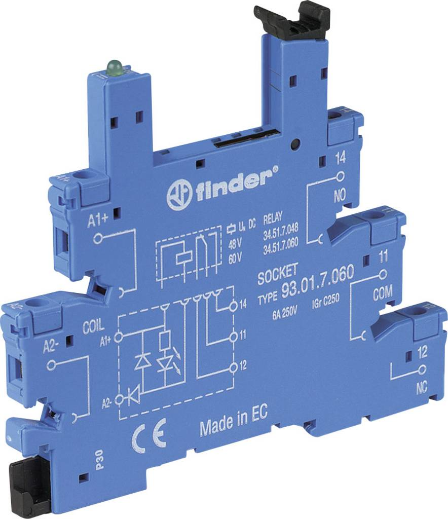 Finder 93.01.7.024 Relaissockel Relais mit Haltebügel LED EMV-Entstörbesch. 10St