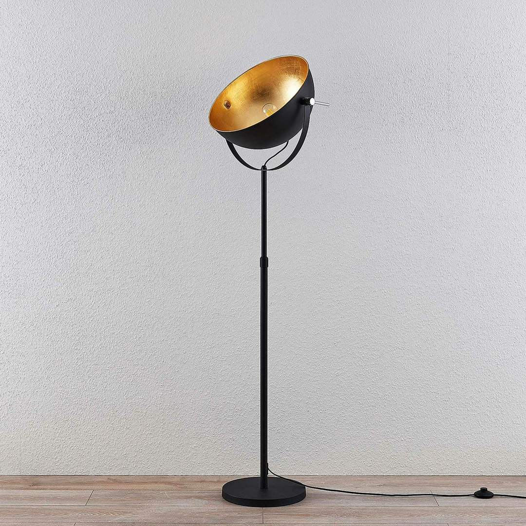 Lindby Stehleuchte Muriel Stehlampe Standleuchte Lampe Leuchte E27 schwarz gold