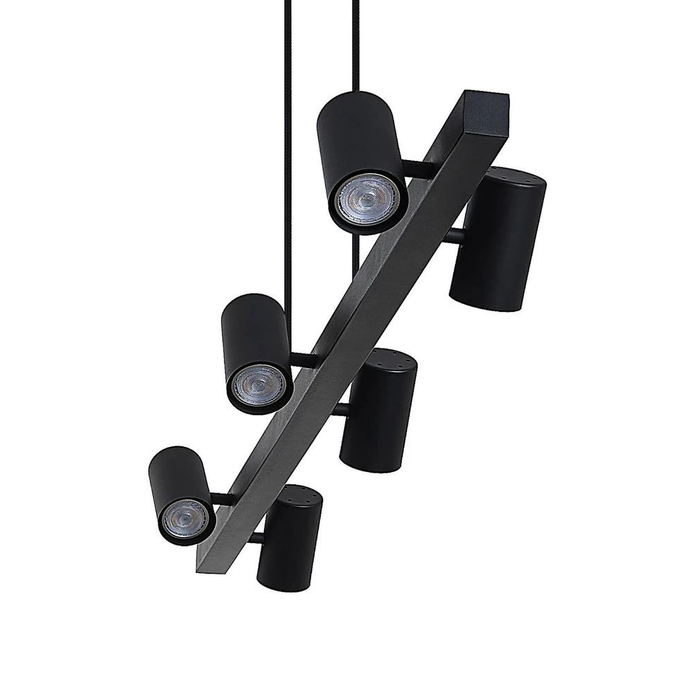 B-Ware Lindby Hängeleuchte Pendelleuchte Savoli Leuchte Schwarz Stahl Metall 6 Flammig