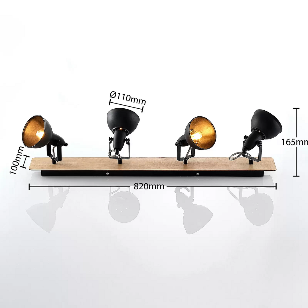 Lindby Aylis Deckenlampe Deckenleuchte Lampe Licht 4 Flg. 82cm Schwarz Holz 817 B-Ware