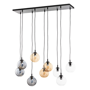 Suspension en verre, noir, graphite, ambre, transparent, douille E14, plafonnier