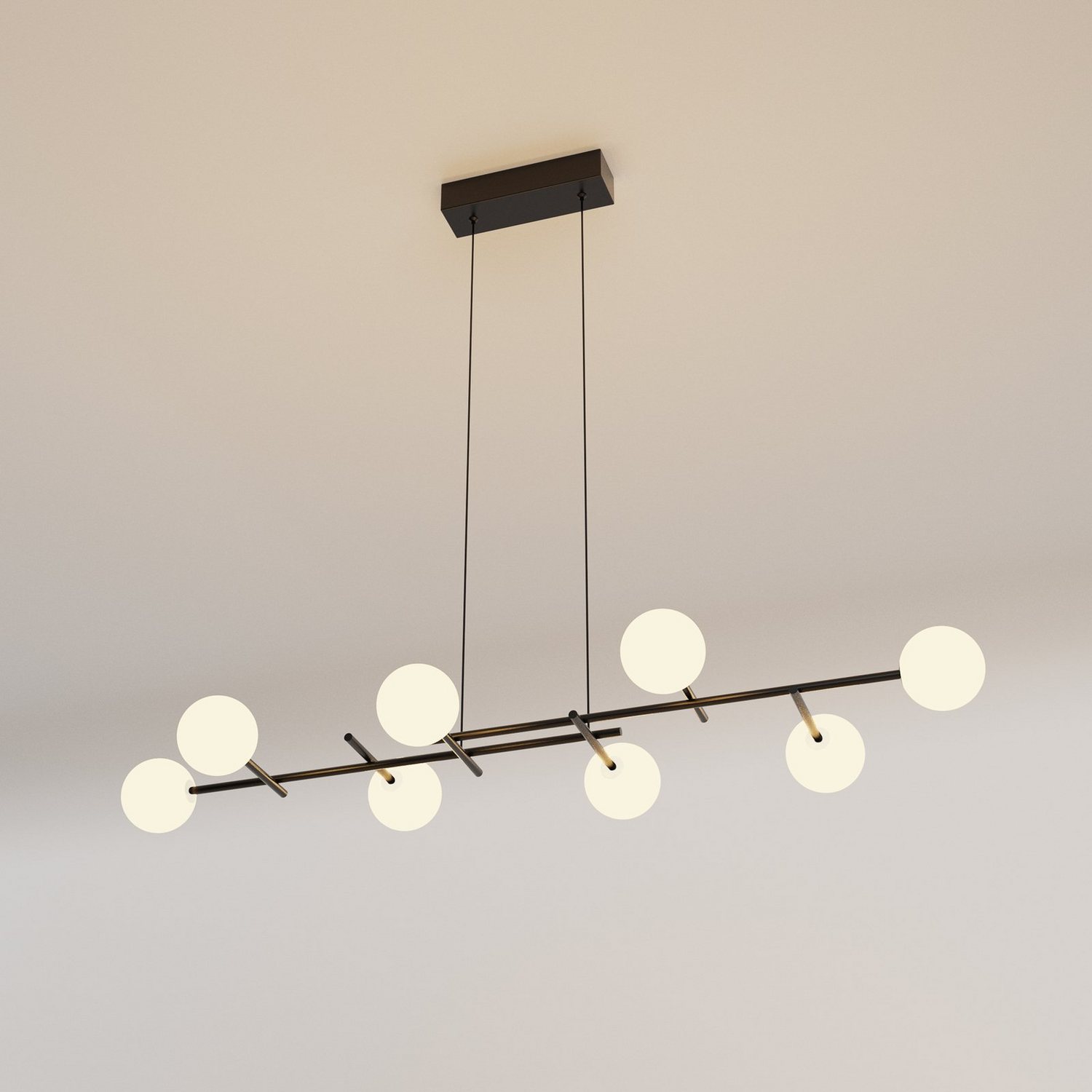Mantra Iluminación Hängeleuchte Cellar Eisen Schwarz Glas Weiß 8 Flammig Lampe B-Ware - 8435153276316