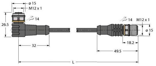 Turck 6626022 Sensor-/Aktor-Steckverbinder konfektioniert 0.30 m Polzahl: 4 1 St