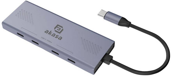 Akasa 4 Port USB-C Multiport Hub mit USB-C Stecker Schnittstelle